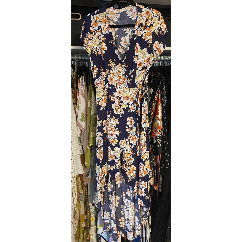 Altar’d State Andres Faux Wrap Hi-Lo Ruffle Dress